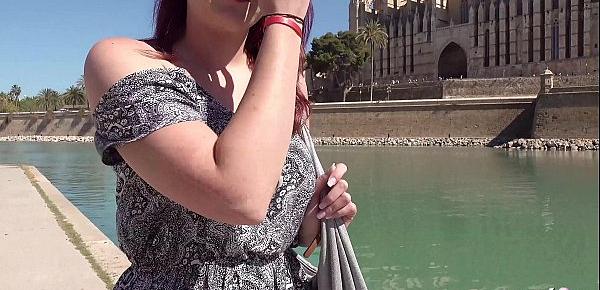  GERMAN SCOUT - Deutsche Urlauberin Melina mit roten Haaren aufgerissen und am Pool gefickt